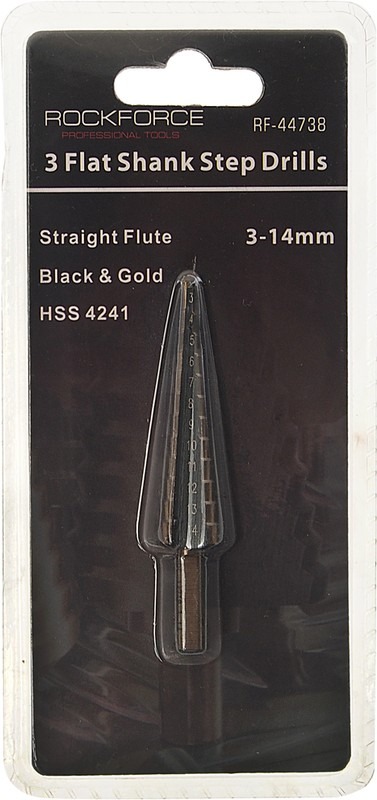 Сверло ступенчатое 3.0-14.0мм в блистере (HSS 4241) ROCKFORCE RF-44738
