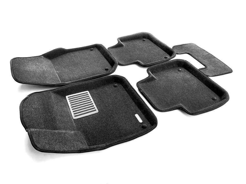 Коврики текстильные 3D Euromat для Volkswagen Touareg (2002-2010) с полиуретановым подпятником, черные