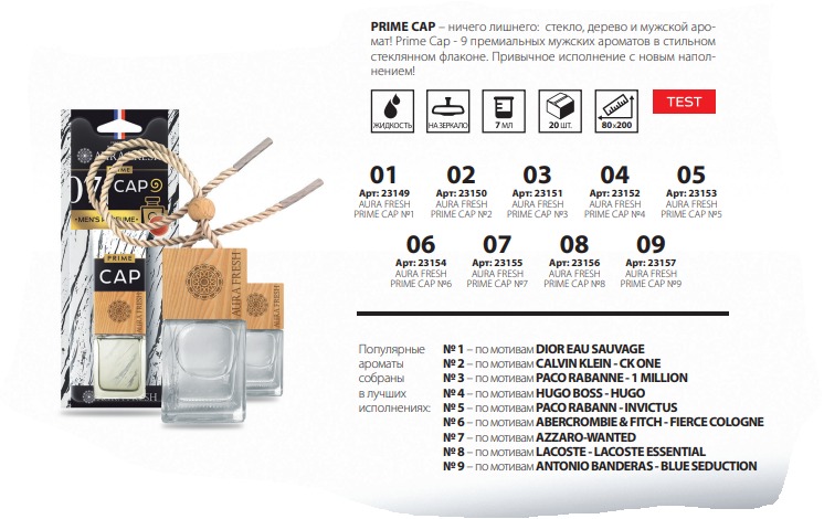 Ароматизатор флакон AURA FRESH Prime Cap №2 (Calvin Klein-Ck One) 23150