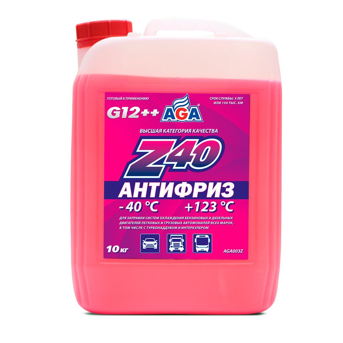 Антифриз AGA Z42 G12++ красный 10кг AGA003Z