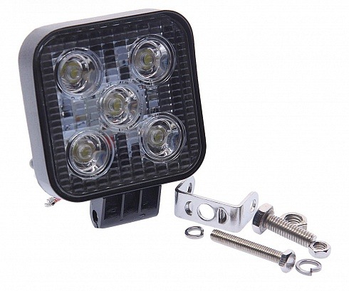 Фара рабочая квадратная MEGAPOWER 81х81x38мм 20Вт (5 LED) рассеянный свет (Flood) 12-24V 370-30-004