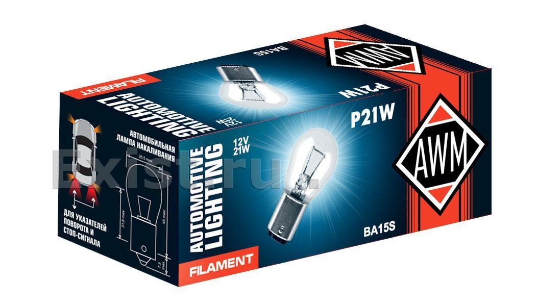 Лампа 12-21 (1конт. большая)  P21W BA15S AWM 410300006