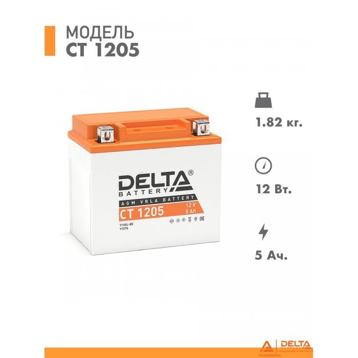 АКБ   5 DELTA AGM 12В  СТ-1205 