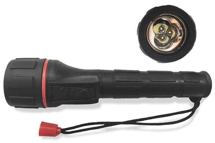 Фонарик светодиодный AVS RT-3L прорезиненный 3LED A78515S