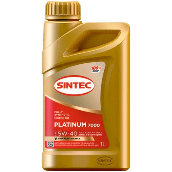 Масло моторное SINTEC PLATINUM 7000 SAE 5W40 ACEA A3/B4 синт 1л 600138