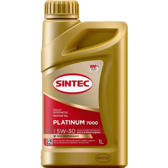 Масло моторное SINTEC PLATINUM 7000 SAE 5W30 ACEA A3/B4 синт 1л 600143