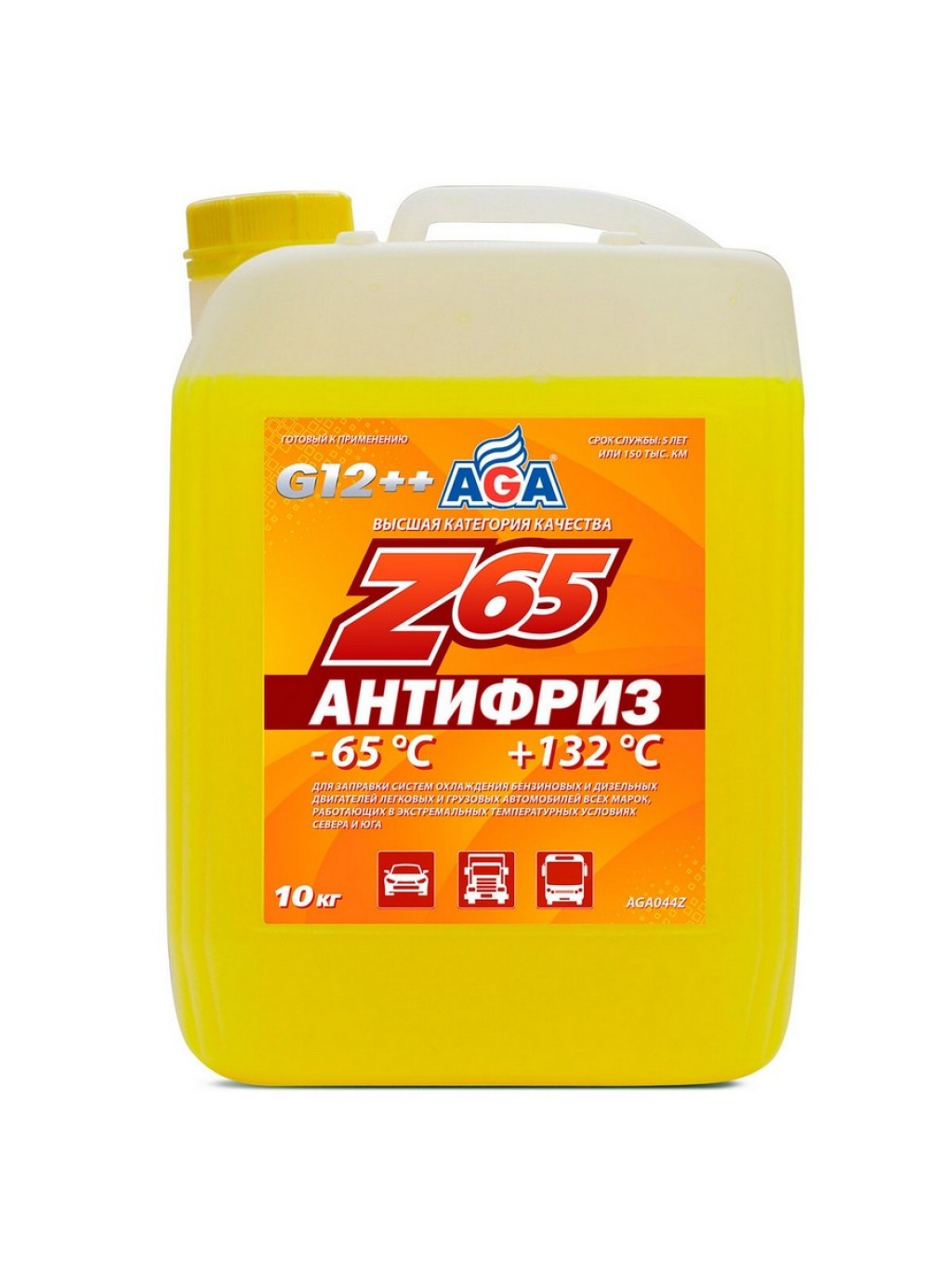 Антифриз AGA Z65 G12++ желтый 10кг AGA044Z