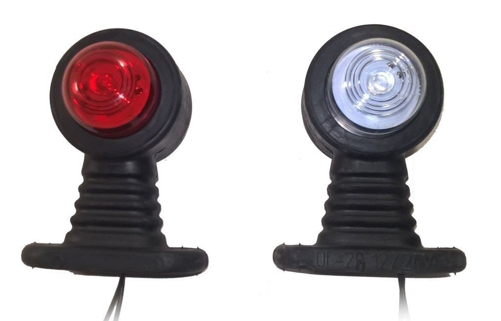 Фонарь габаритный на резиновой ножке (красный-белый) LED 12-24В высота=76мм.квадратн. ОГ-28МИНИ