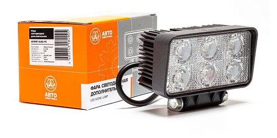 Фара рабочая квадратная AVTOELECTRICA LED 110х52х81мм 18Вт (6 светодиодов) (рассеяный свет) AE18RT-6LED-PC