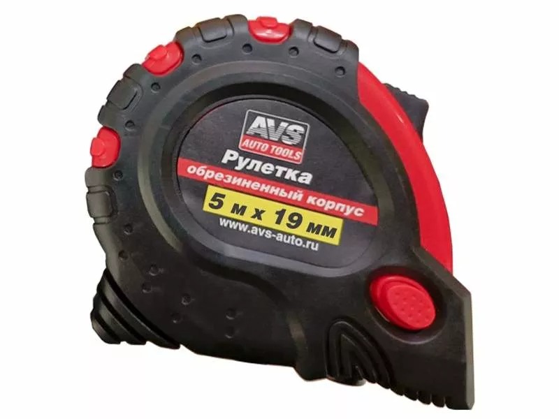 Рулетка  5м (обрезиненый корпус) 3 фиксатора AVS MT5019R