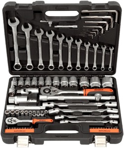 Набор инструмента АВТОДЕЛО 39877 77 предметов слесарно-монтажный 1/4",1/2" 6-ти гран. в кейсе