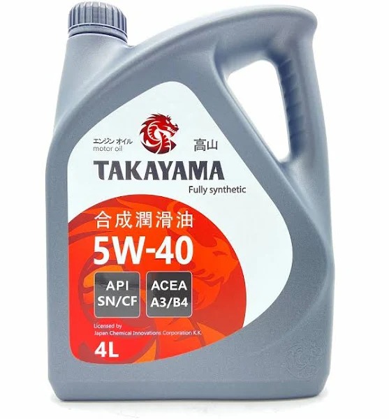 Масло моторное TAKAYAMA SAE 5W40 API SN/CF А3/В4 синт. 4л пластик 605521