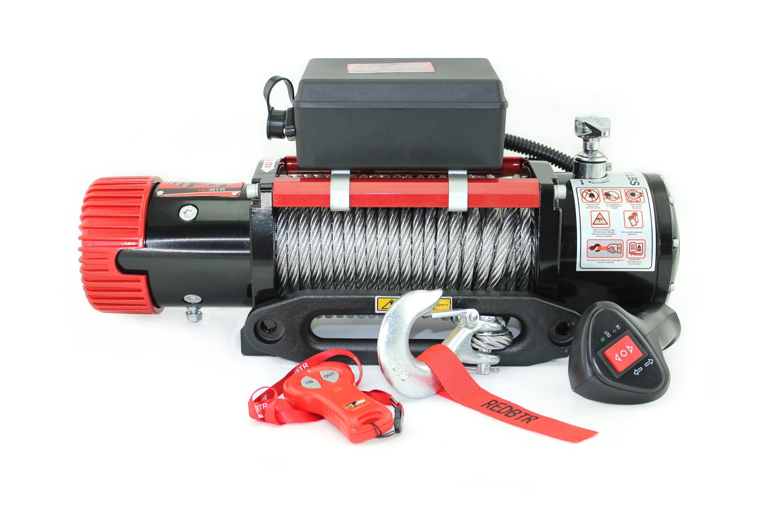 Лебедка RedBTR штатная УАЗ Буханка 12В 9500 lbs (4310 кг) 265:1 (чугунный клюз, стальной трос) 390995450101000