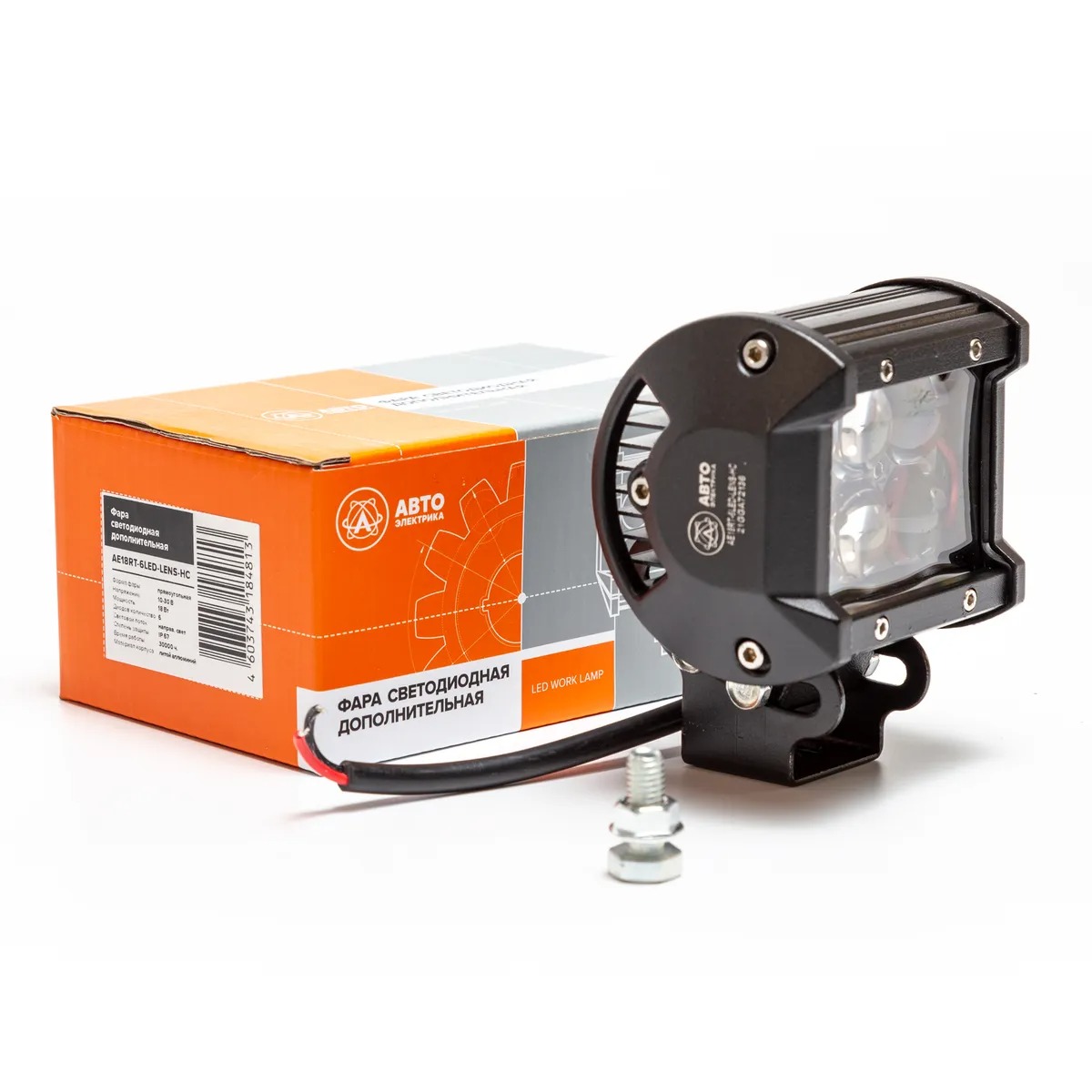 Фара рабочая прямоугольная AVTOELECTRICA LED 18W 12-24V направленный поток света, 6 диодов, линзованная AE18RT-6LED-LENS-HC, 09.1940