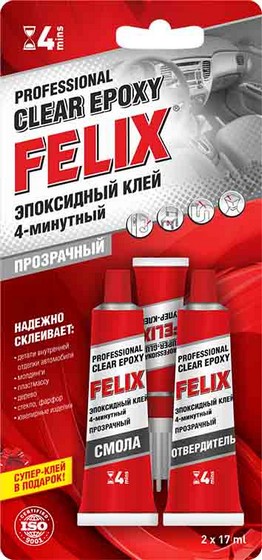 Клей FELIX эпоксидный прозрачный 2х17мл 411040064