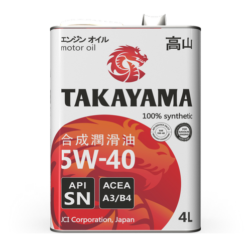 Масло моторное TAKAYAMA SAE 5W40 API SN/CF А3/В4 синт. 1л железн 605044