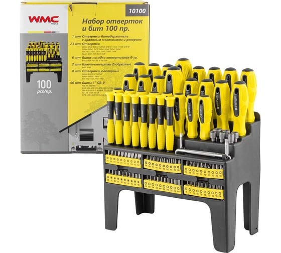Набор отверток 100 предметов (отвертки, биты) WMC TOOLS WMC-10100