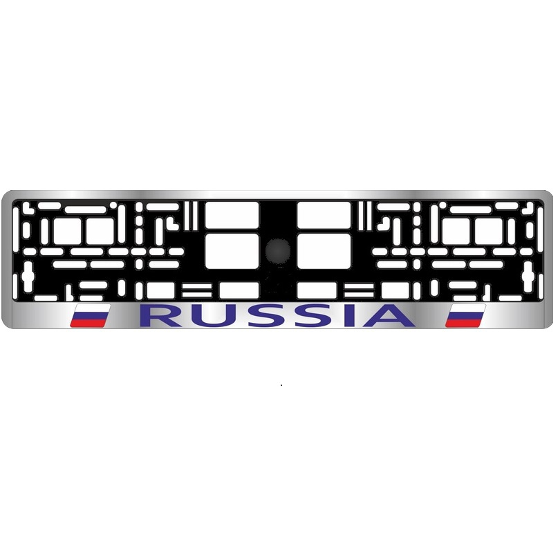 Рамка номерного знака AVS RN-02 хром синий Russia A78104S