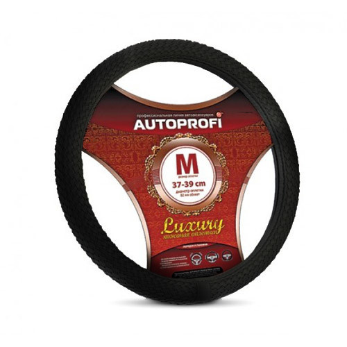 Оплетка руля M Ø38 кожа AUTOPROFI полностью плетеная, черный
