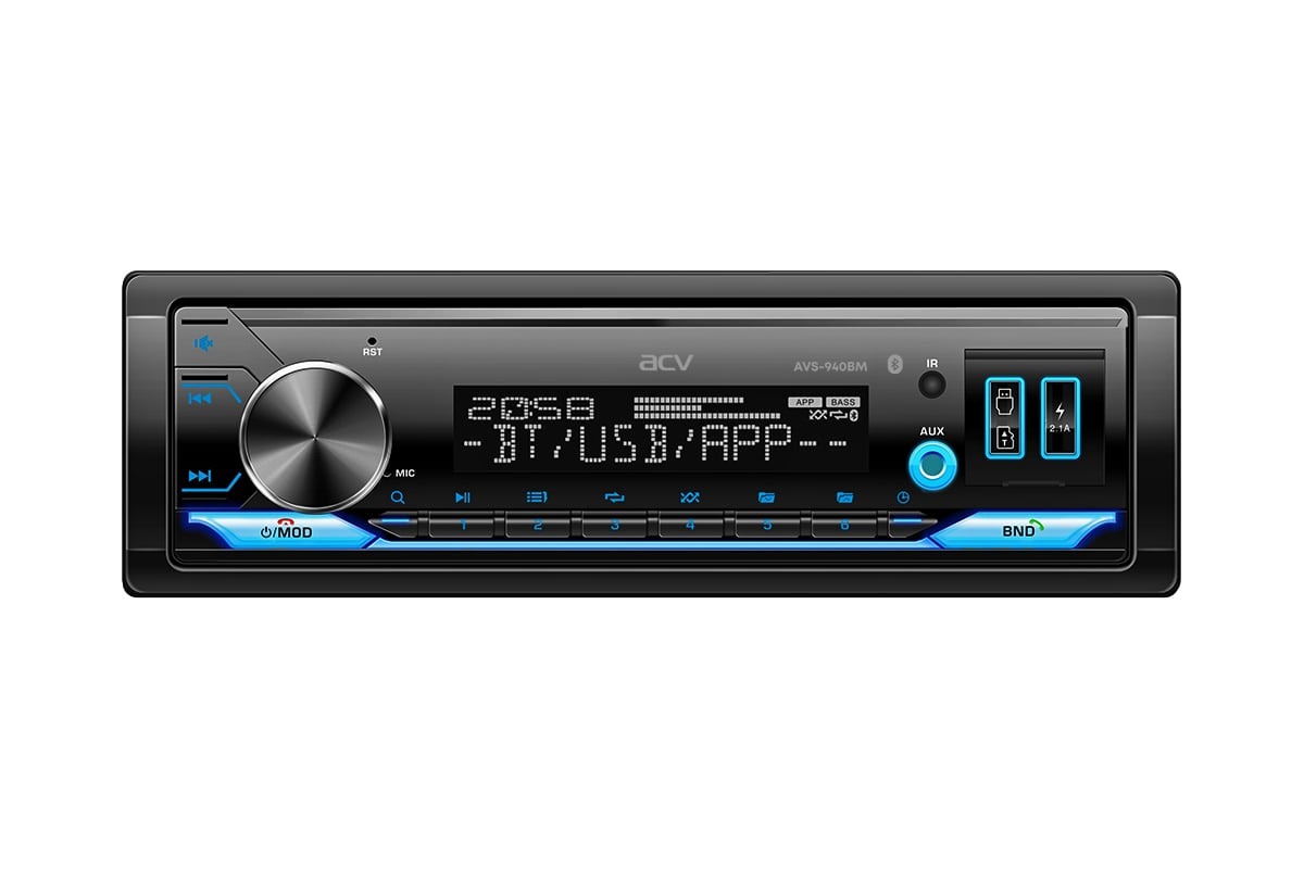 Автомагнитола ACV FM/MP3/USB/SD мультицвет подсветка AVS-940BM