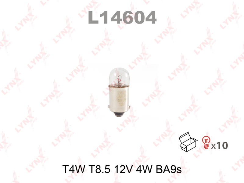 Лампа 12-1 (щитковая с цоколем) T4W BA9S LYNXauto L14604 Япония