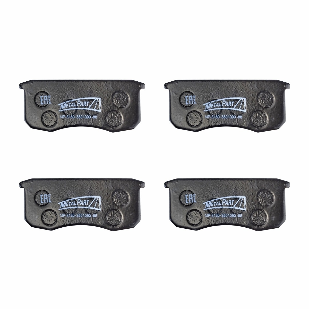 Колодки тормозные УАЗ-3160, HUNTER, PATRIOT передние к-кт 4шт METALPART бесшумные 3160-3501090-88