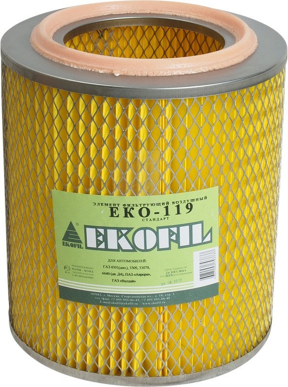 Фильтр воздушный ГАЗ-3309, 4301, 6640 (Д-245) 4301-1109013 (БЕЗ ДНА) EKOFIL EKO-119