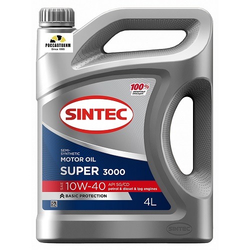 Масло моторное SINTEC SUPER 3000 SAE 10W40 API SG/CD п/синт. (4л) 600240