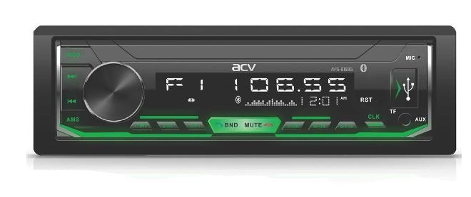 Автомагнитола ACV FM/MP3/USB/SD Bluetooth зеленая подсветка несъемная панель AVS-814BG
