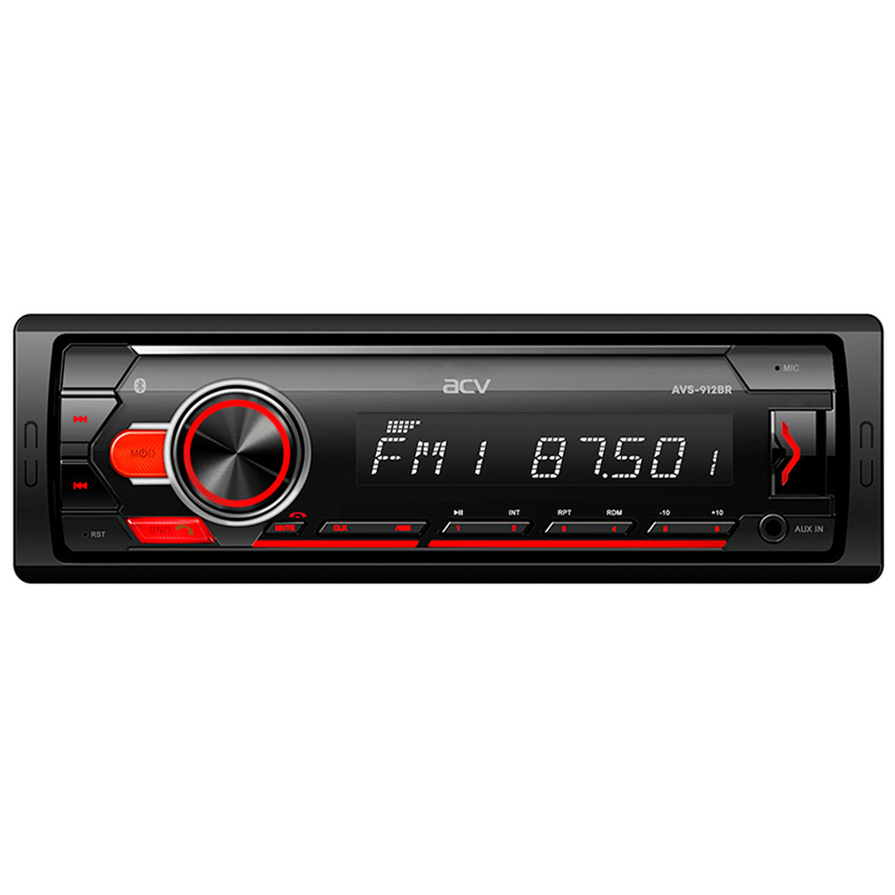 Автомагнитола ACV FM/MP3/USB/SD красная подсветка, несъемная панель AVS-912BR