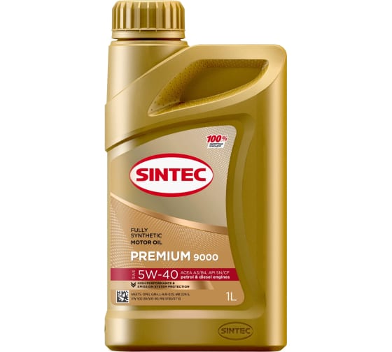 Масло моторное SINTEC PREMIUM 9000 SAE 5W40 ACEA A3/B4 синт. 1л 600106