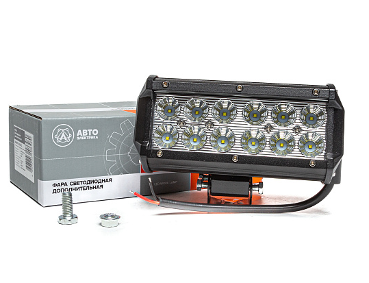 Фара рабочая прямоугольная AVTOELECTRICA LED 36W 12-24V 12 диодов, 160х62х85 рассеиваемый свет AE36RT-12LED-РC
