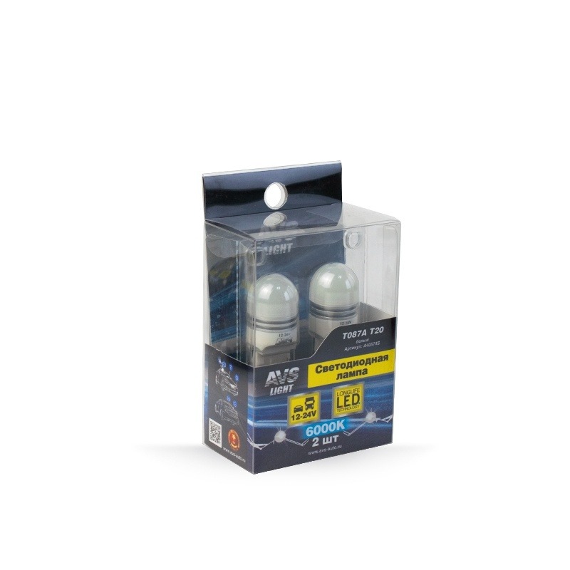 Лампа светодиодная T087A T20/белый/(W3x16d) 6SMD 3030, 1 contact(7440),10-30V AVS A40574S