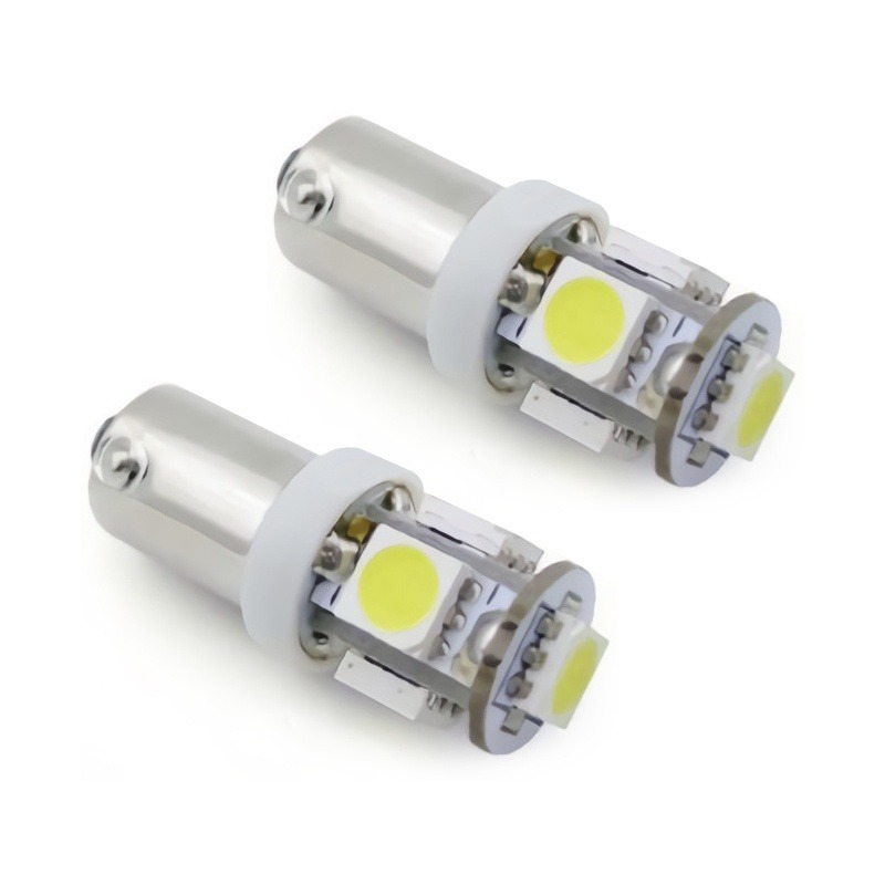 Лампа светодиодная 12В T8 (BA9S) 5SMD (5050) белый к-кт 2шт AVS A80644S