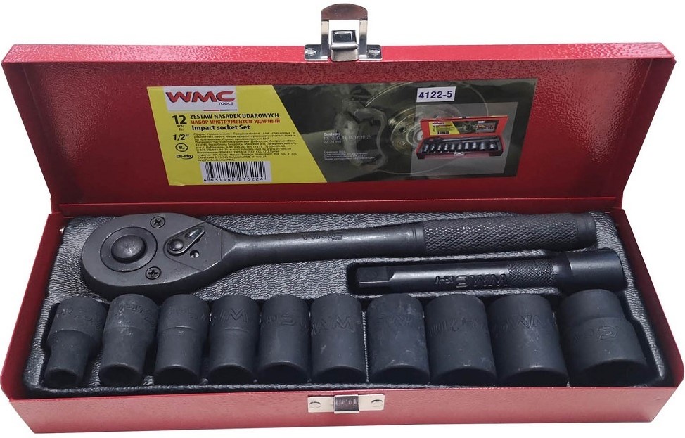 Набор инструмента WMC TOOLS WMC-4122-9 12 предметов слесарно-монтажный 1/2" 12-ти гран. 10-24мм ударных