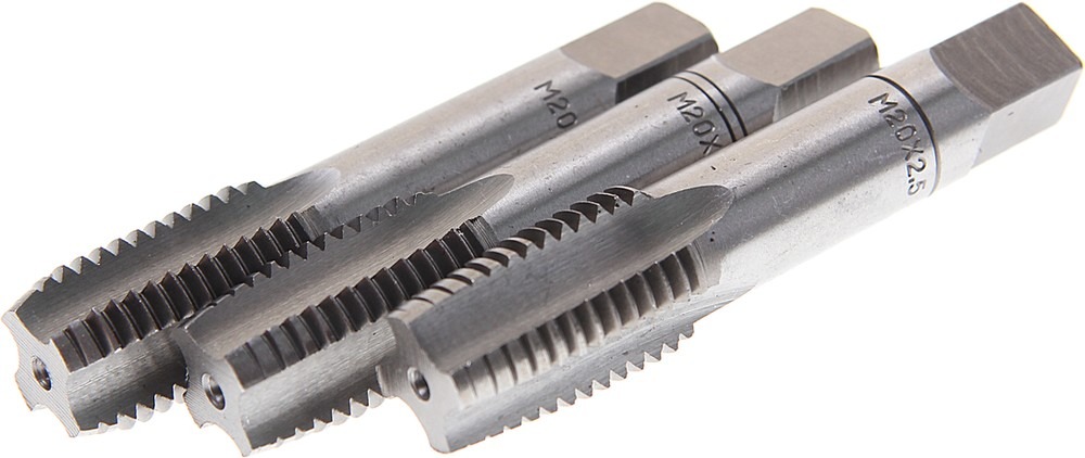 Метчик М20x2.5мм ROCKFORCE к-кт 3шт в пластиковом футляре RF-TAP20x2.5