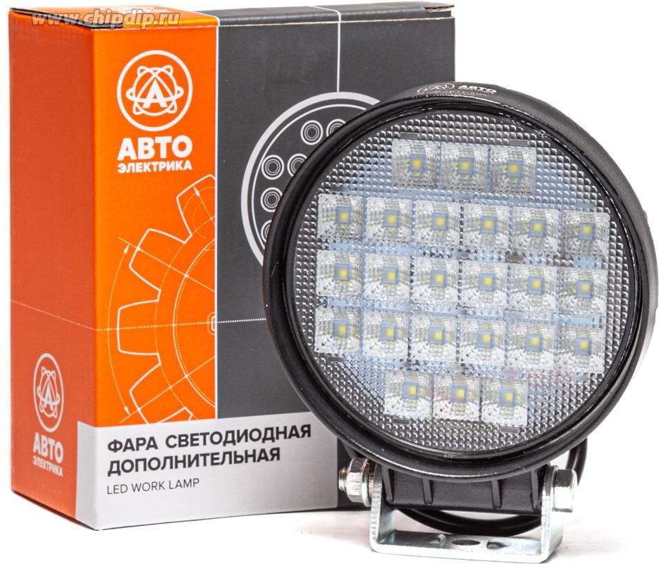 Фара рабочая круглая AVTOELECTRICA LED 12-24В 72W 24 диодов рассеиваемый свет 115х65х142 AE72R-24LED-65PC