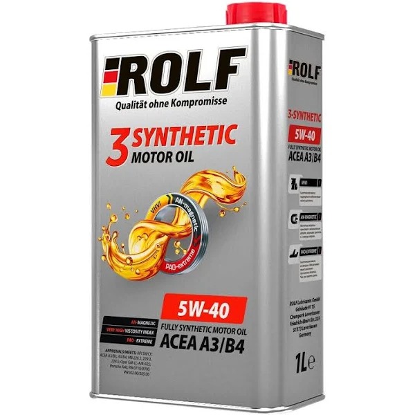 Масло моторное ROLF 3-SYNTHETIC SAE 5W40 ACEA A3/B4 синт. 1л 322552