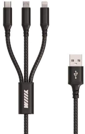 Кабель USB/microUSB/Type-C для зарядки телефона 1,2м WIIIX CBS-404-U8MUTC-12B