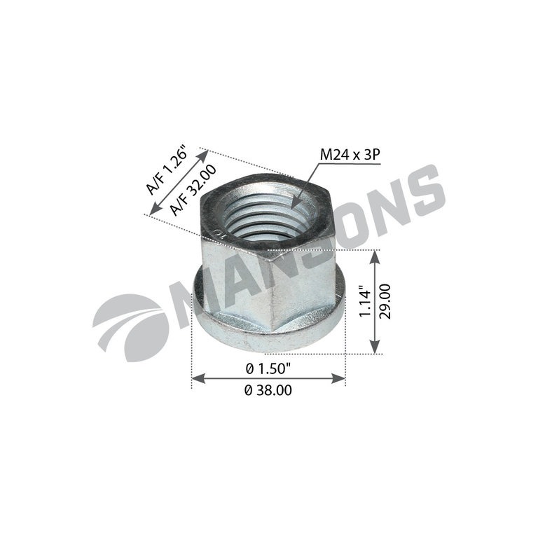 Гайка M24x3 стремянки VOLVO F, FL, FH, FM MANSONS 900.792