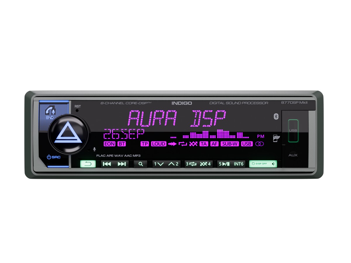 Автомагнитола AURA INDIGO-876DSP-MKII процессорный 8-канальный ресивер