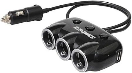 Разветвитель прикуривателя (3 выхода, + 2 USB 3.1А)  ZIPOWER PM6653 