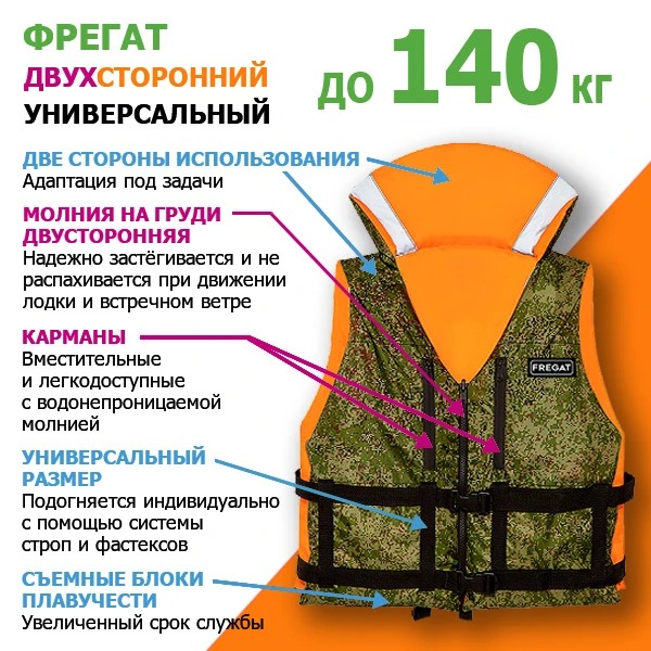 Жилет универсальный ФРЕГАТ до 140кг (р. 52/60) (двухсторонний)