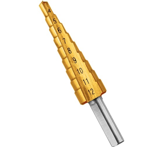 Сверло ступенчатое 4.0-12.0мм 9 ступеней VERTEXTOOLS 4-12