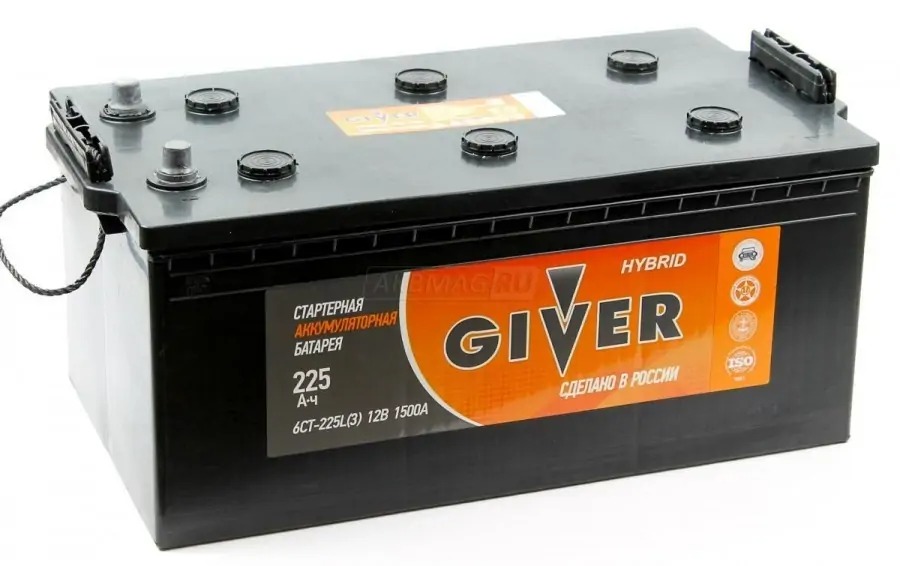 АКБ 225 GIVER HYBRID о/п + слева 1250А 518х275х242 [конус]