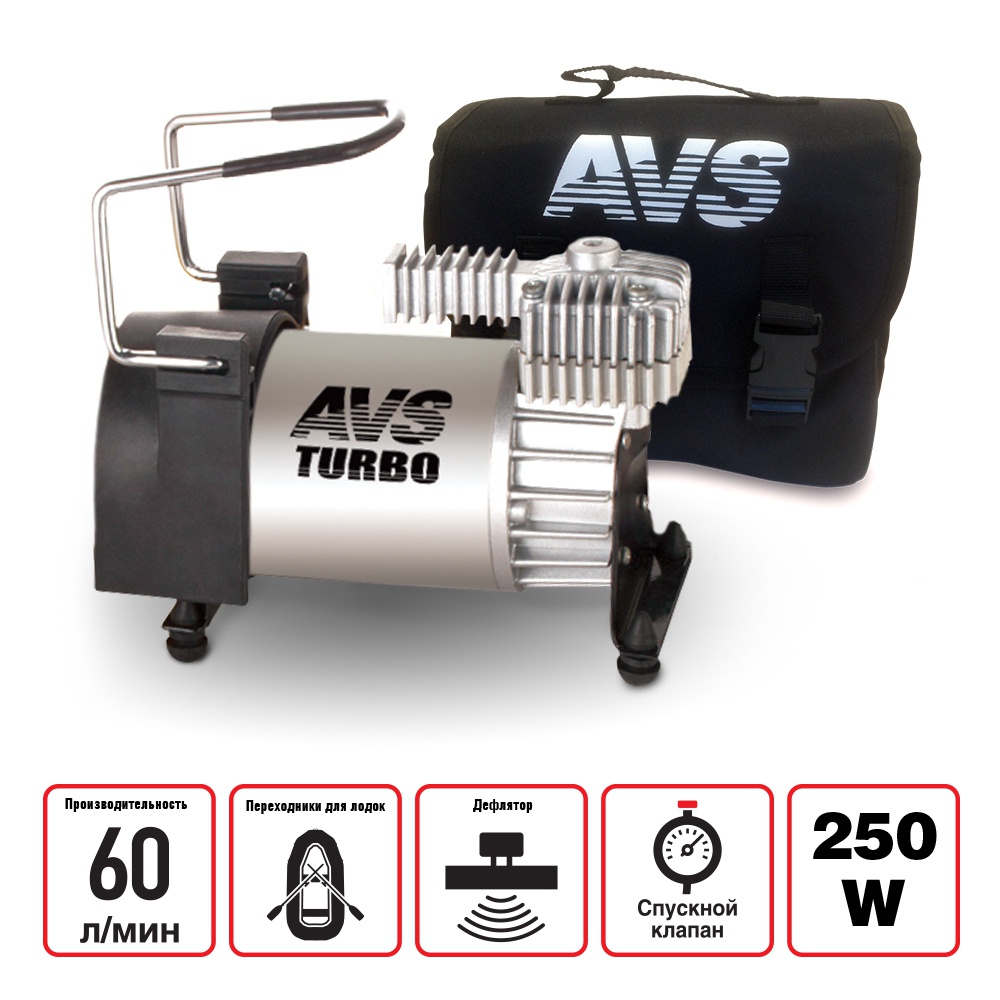 Компрессор поршневой AVS KS600 12В 23А 250W 10Атм 60л/мин 3м 80503