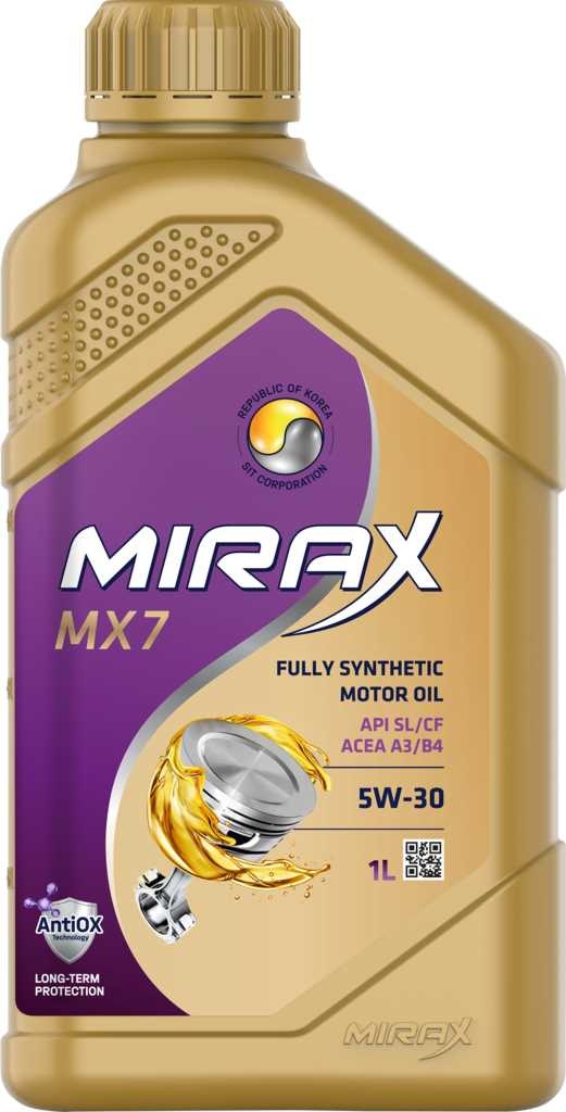 Масло моторное MIRAX MX7 5W30 API SL/CF ACEA A3/B4 синт. 4л 607027