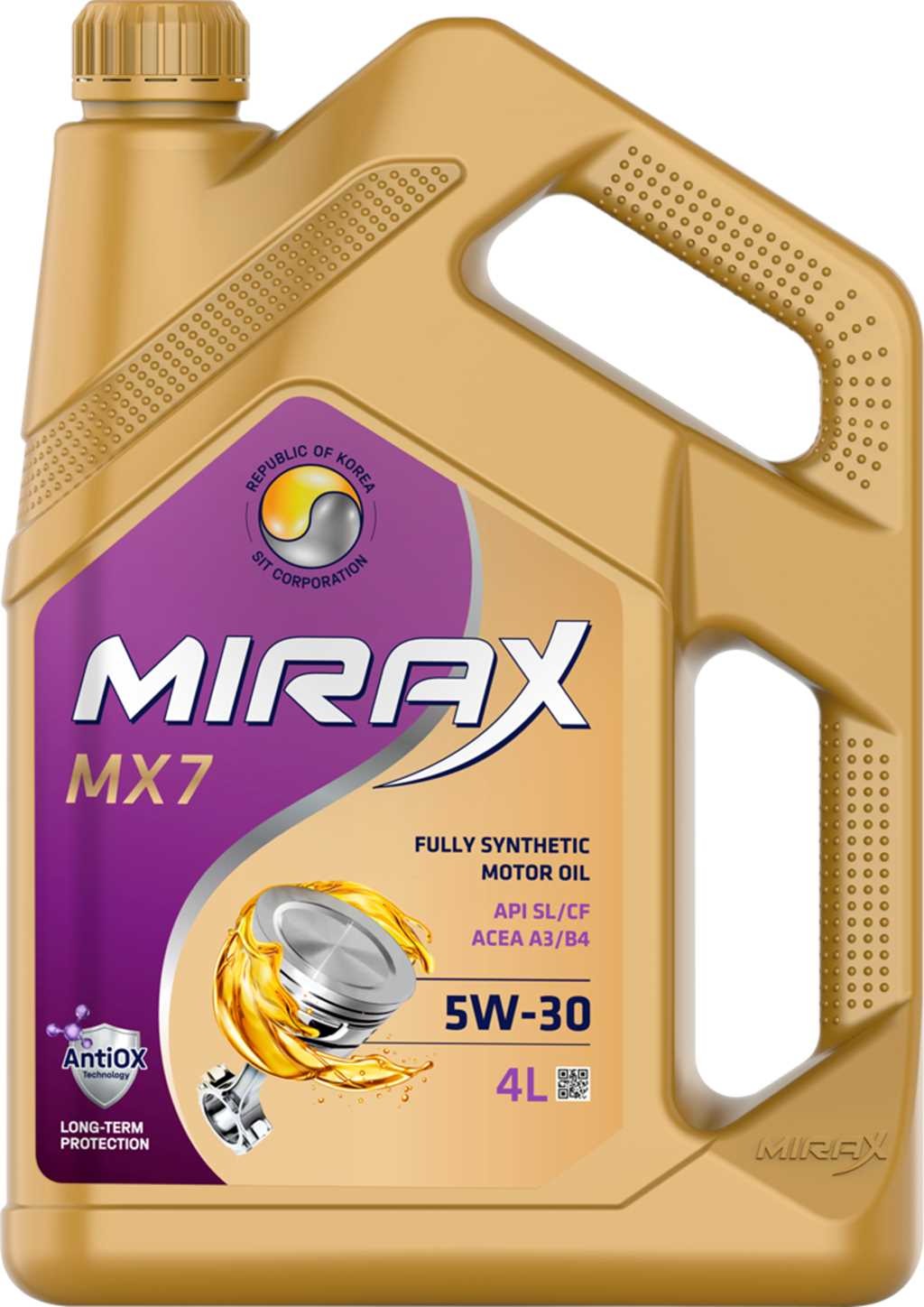 Масло моторное MIRAX MX7 5W30 API SL/CF ACEA A3/B4 синт. 1л 607026
