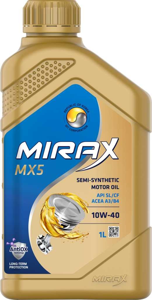 Масло моторное MIRAX MX5 10W40 API SL/CF ACEA A3/B4 п/синт. 1л 607022