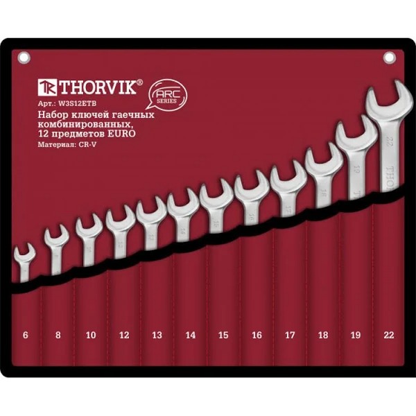 Набор ключей комбинированных 12 предметов сумка THORVIK W3S12ETB